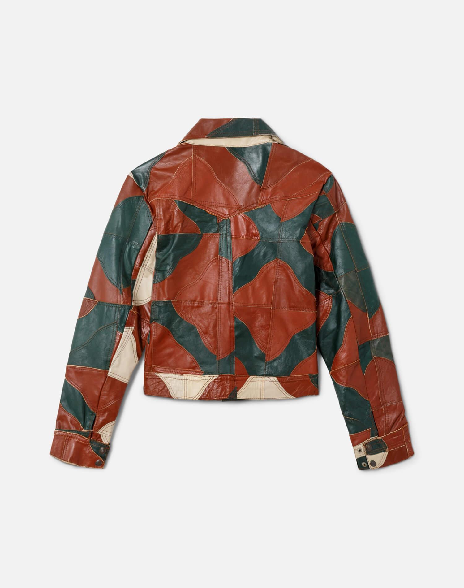 60s Patchwork Leather Jacket Female Product Image