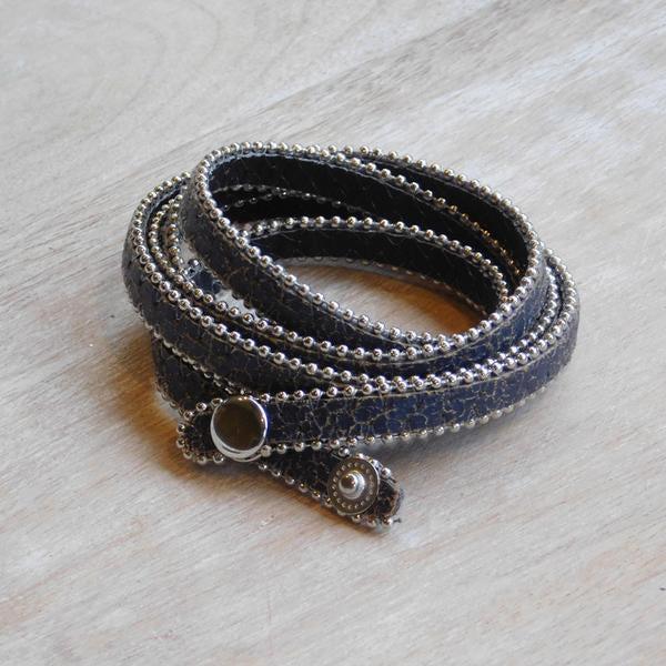 81025X   Long Faux Leather Wrap Bracelet Product Image