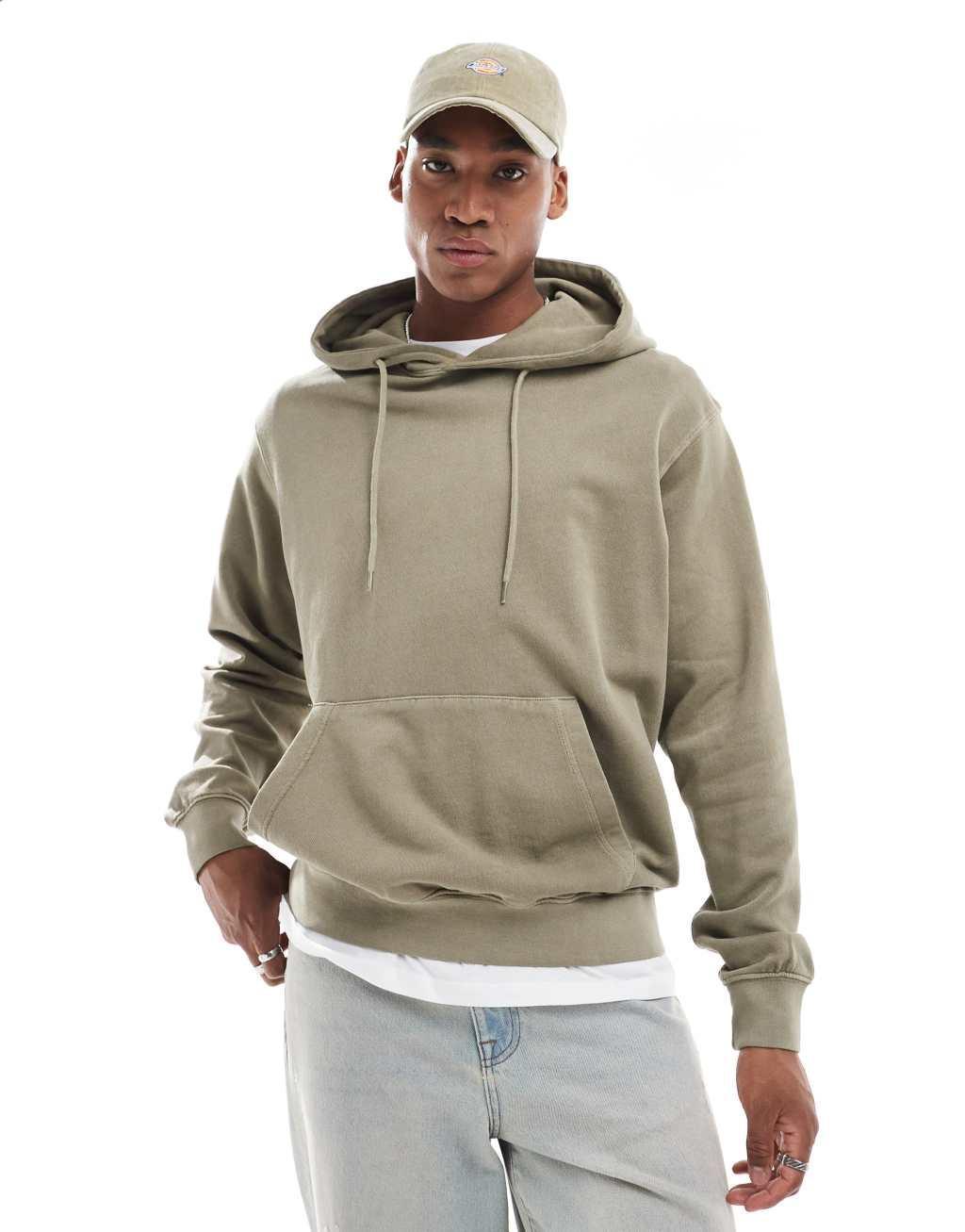 Jack & Jones super oversized hoodie in washed khaki Product Image