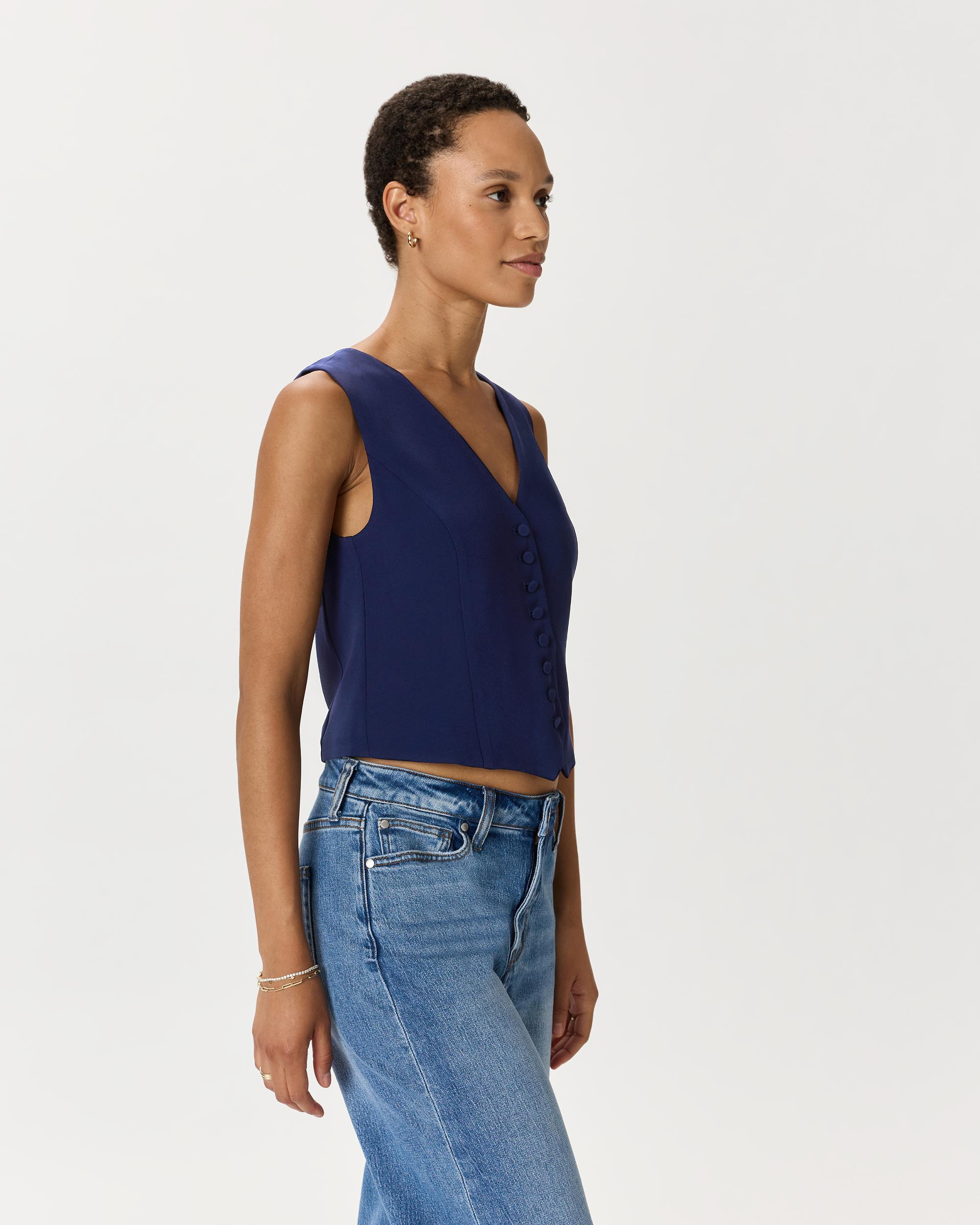 Quince | Women's Fluid Crepe Vest Recycled Polyester Product Image