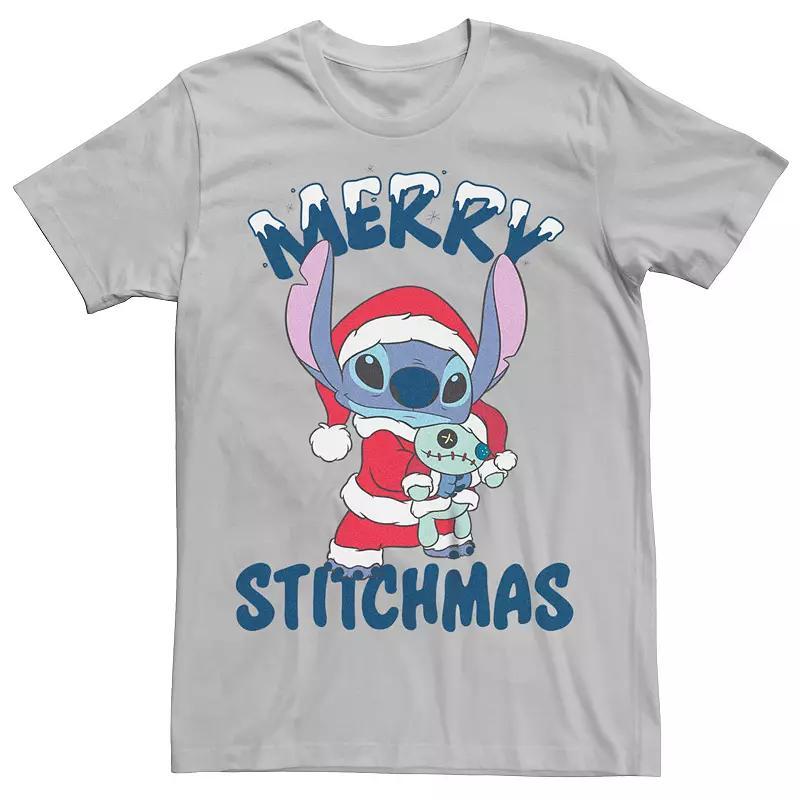 Disney's Lilo & Stitch Men's Merry Stitchmas Stitch Tee, Size: Small, Silver Product Image