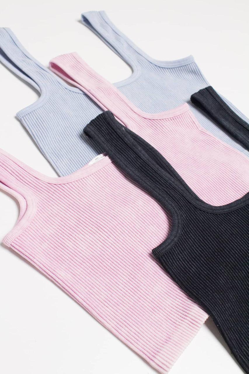 Blue Washed Seamless Crop Tank Product Image