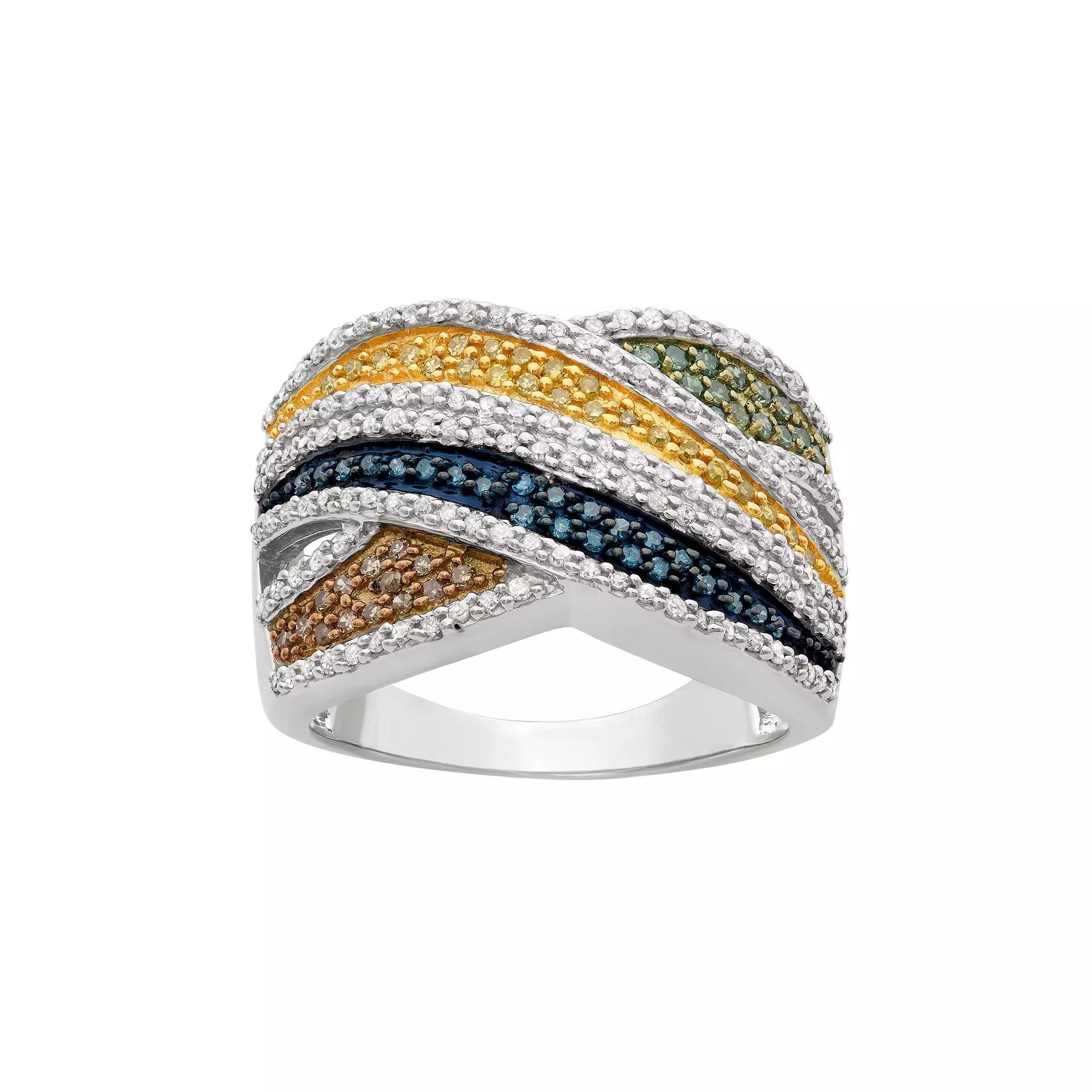 Jewelexcess 1 Carat T.W. Diamond Sterling Silver Crisscross Ring, Women's, Size: 6, Multicolor Product Image