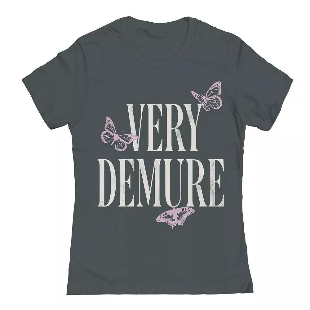 Junior's Grayson Threads The Label Very Demure Butterflies Graphic Tee, Girl's, Size: XXL, Heavy Grey Product Image