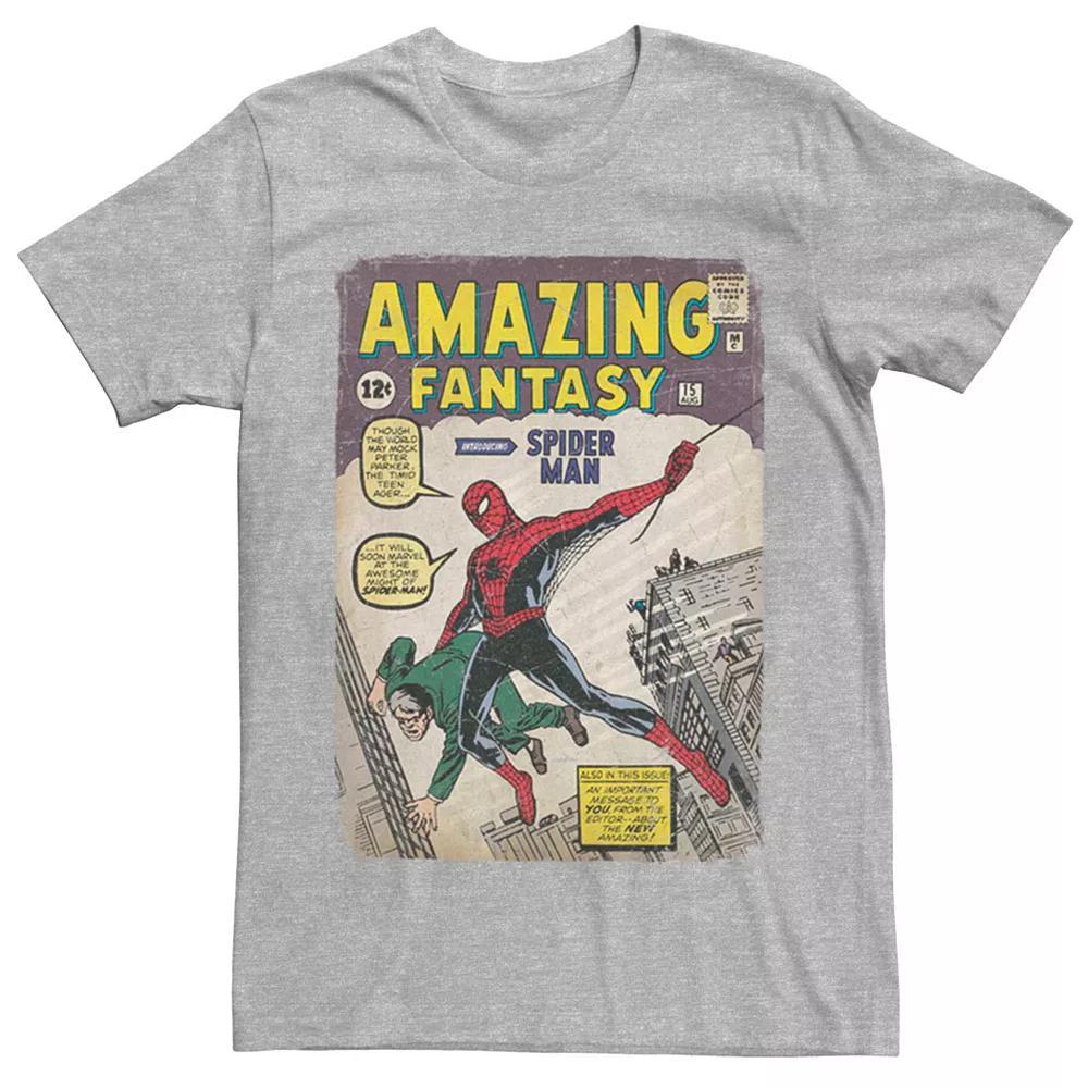 Mens Marvels Spider-Man First Comic Cover Tee Athletic Grey Product Image