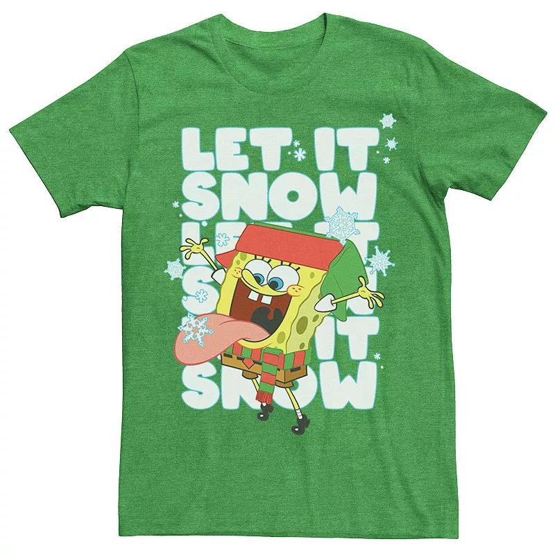 Men's Spongebob Squarepants Let It Snow Tee, Size: XXL, Red Grey Product Image