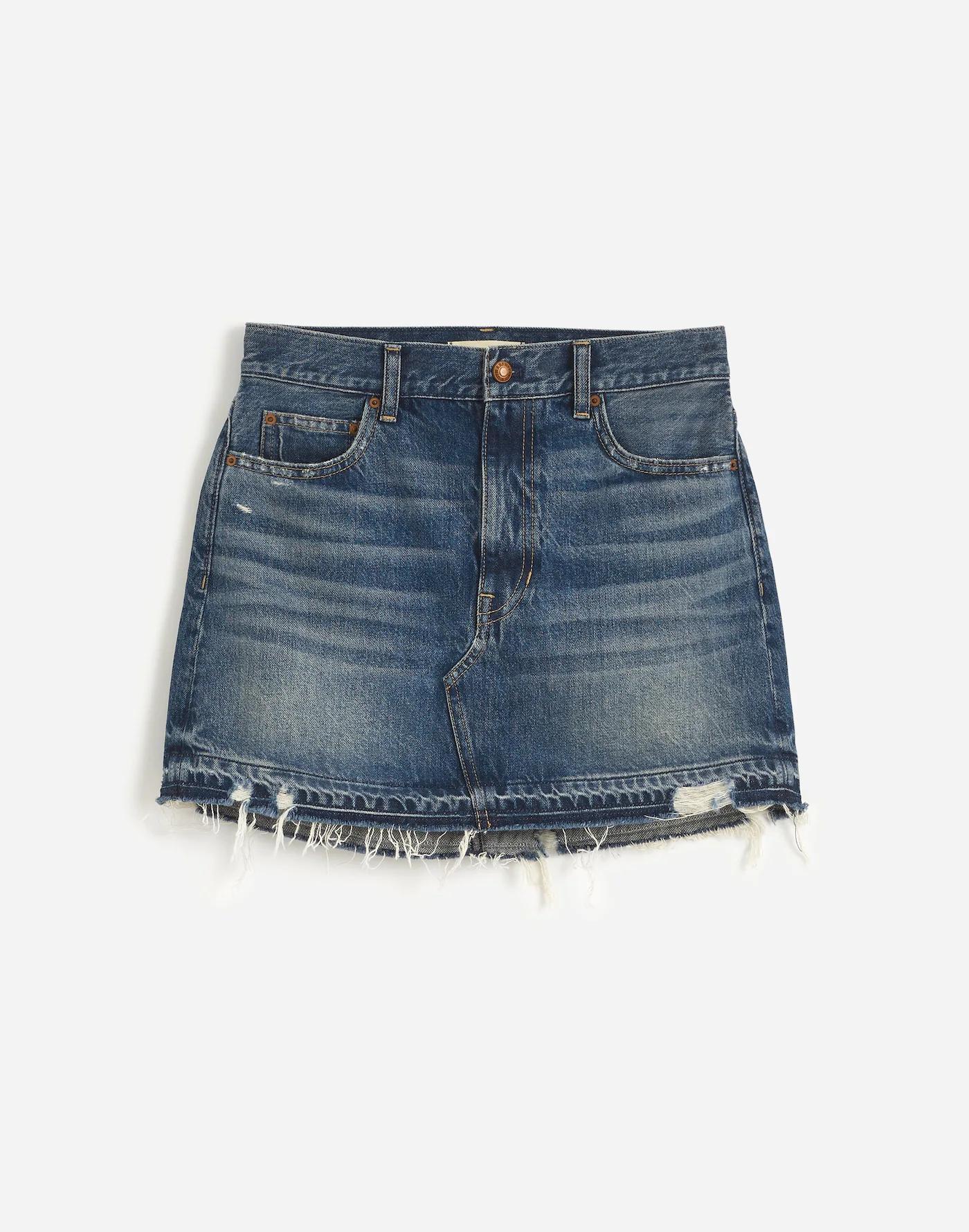 Postage-Stamp Denim Mini Skirt in Croswell Wash Product Image