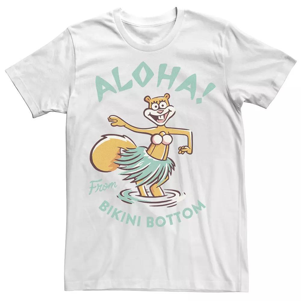 Men's SpongeBob SquarePants Sandy Aloha Hula Dance Tee, Size: XL, White Product Image