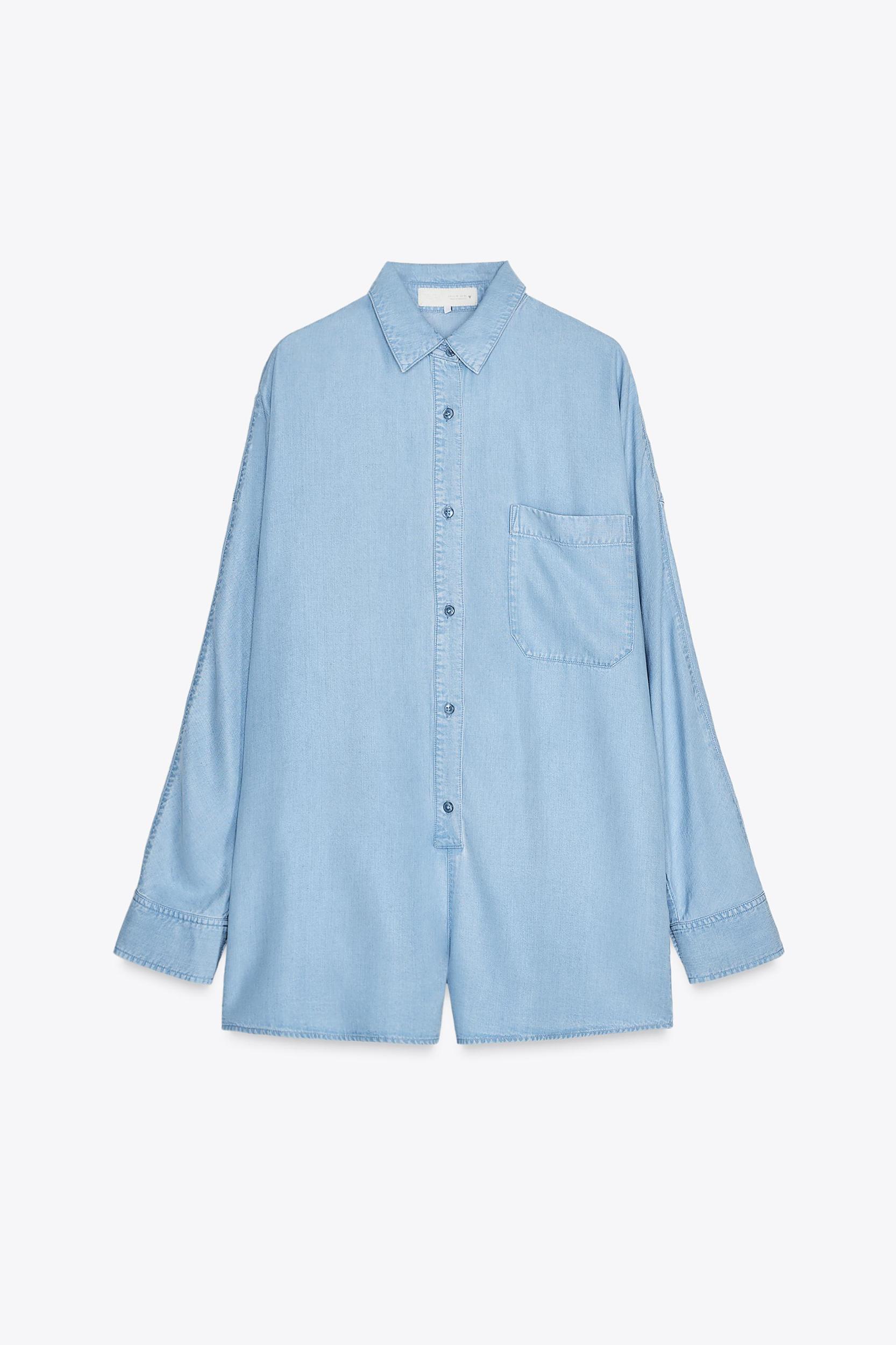 SHORT FLOWY TRF DENIM JUMPSUIT Product Image