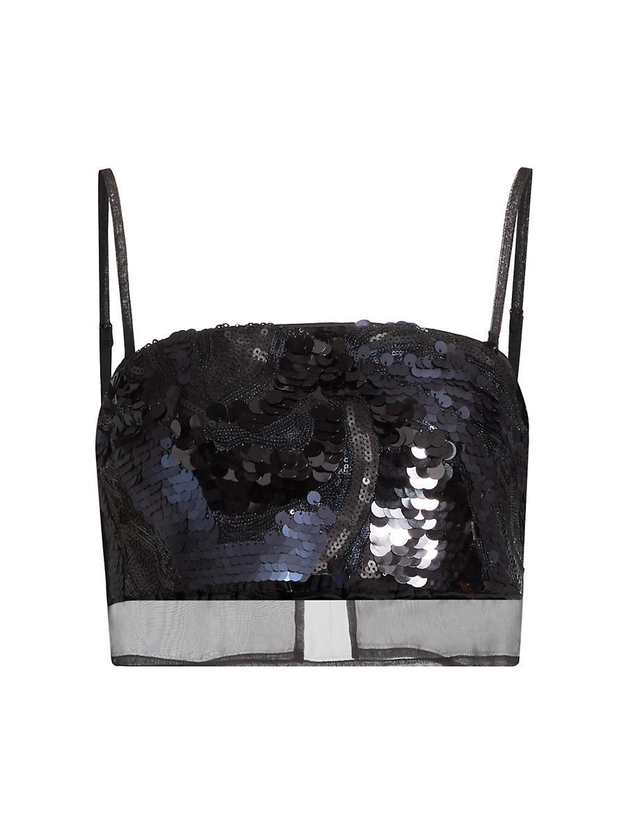 Womens Centauri Sequined Chiffon Crop Top Product Image
