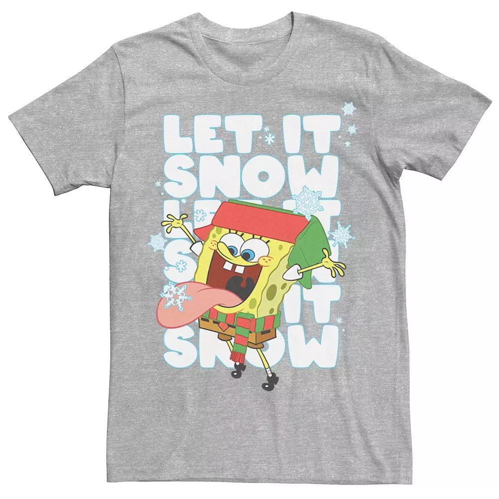 Men's Spongebob Squarepants Let It Snow Tee, Size: XXL, Red Grey Product Image