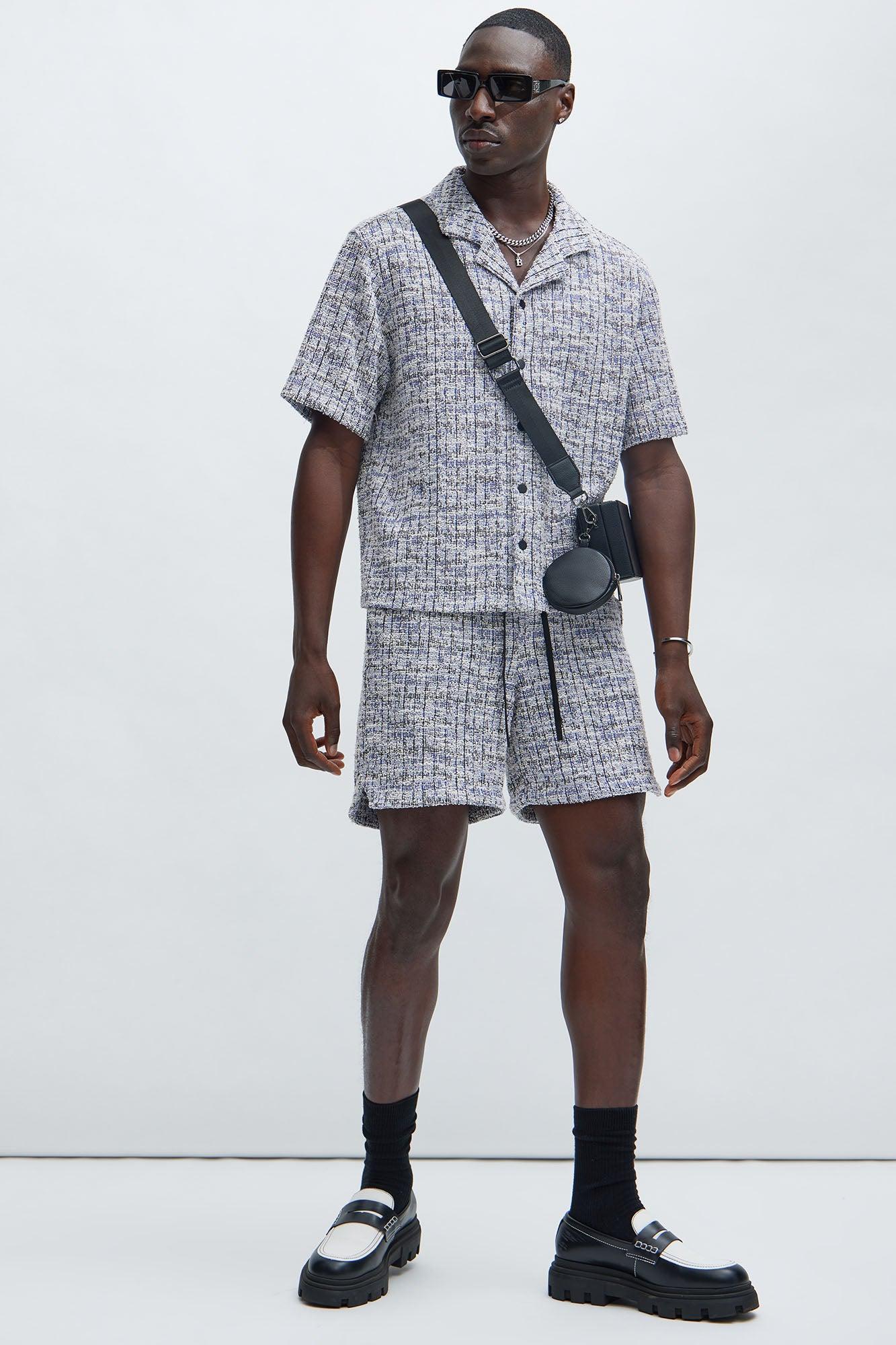 Maddox Textured Shorts - Blue/combo Product Image