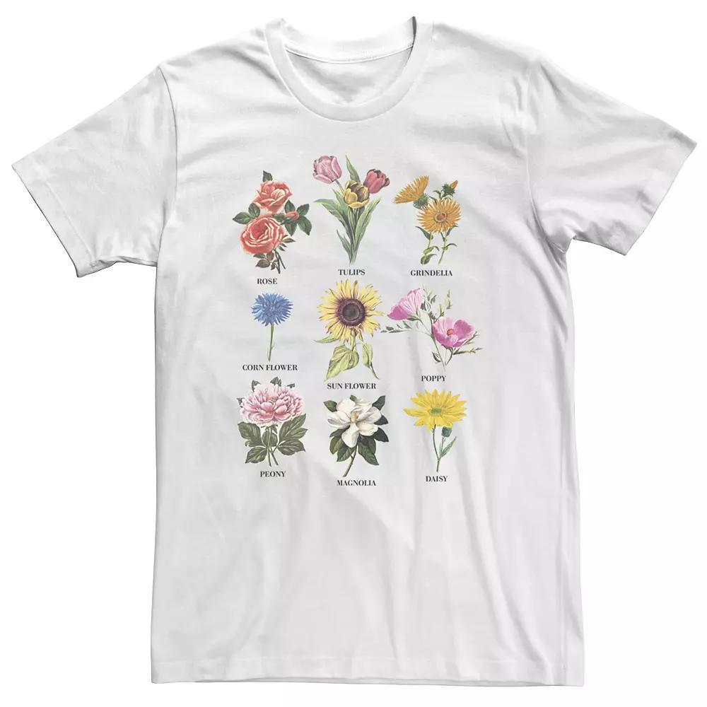 Big & Tall Trendy Flower Chart Tee, Men's, Size: 4XLT, White Product Image