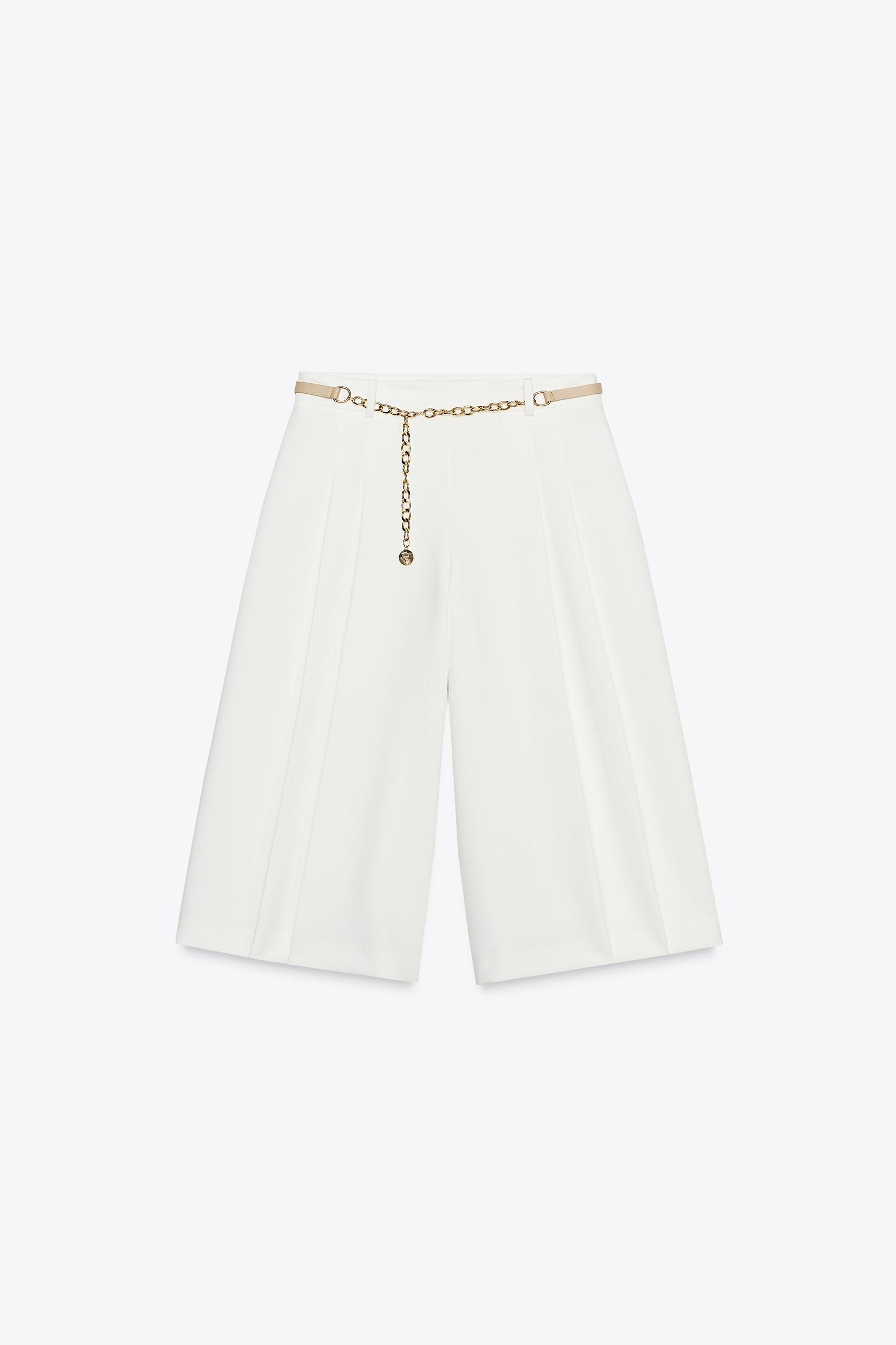 BELTED PLEATED LONG SHORTS Product Image