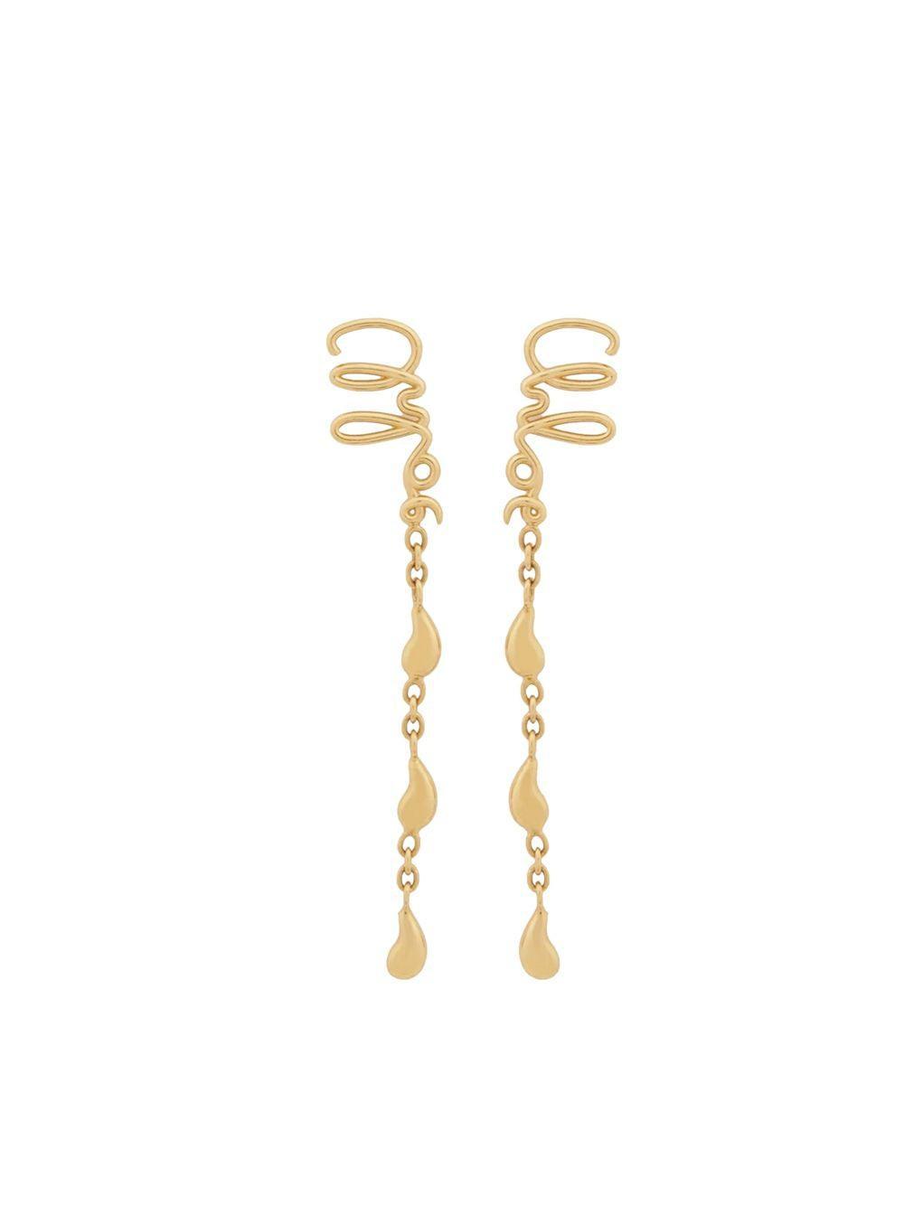 CHLOÉ Iconic Signature Dangling Earrings In Gold Product Image