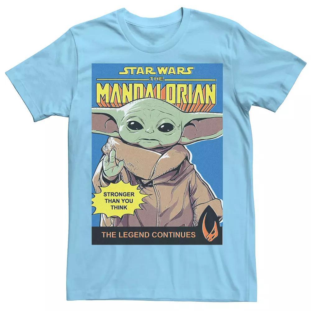 Men's Star Wars The Mandalorioan Grogu The Legend Continues Retro Poster Tee, Size: Large, Light Blue Product Image