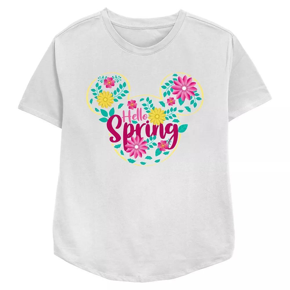 Disney's Mickey Mouse Hello Spring Women's Relaxed Fit Graphic Tee, Size: XXL, White Product Image