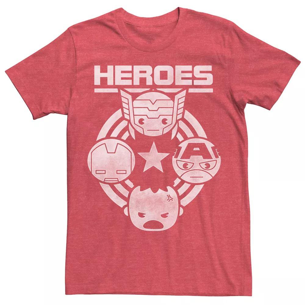 Men's Marvel Kawaii Art Collection Quad Icons Graphic Tee, Size: Small, Red Grey Product Image