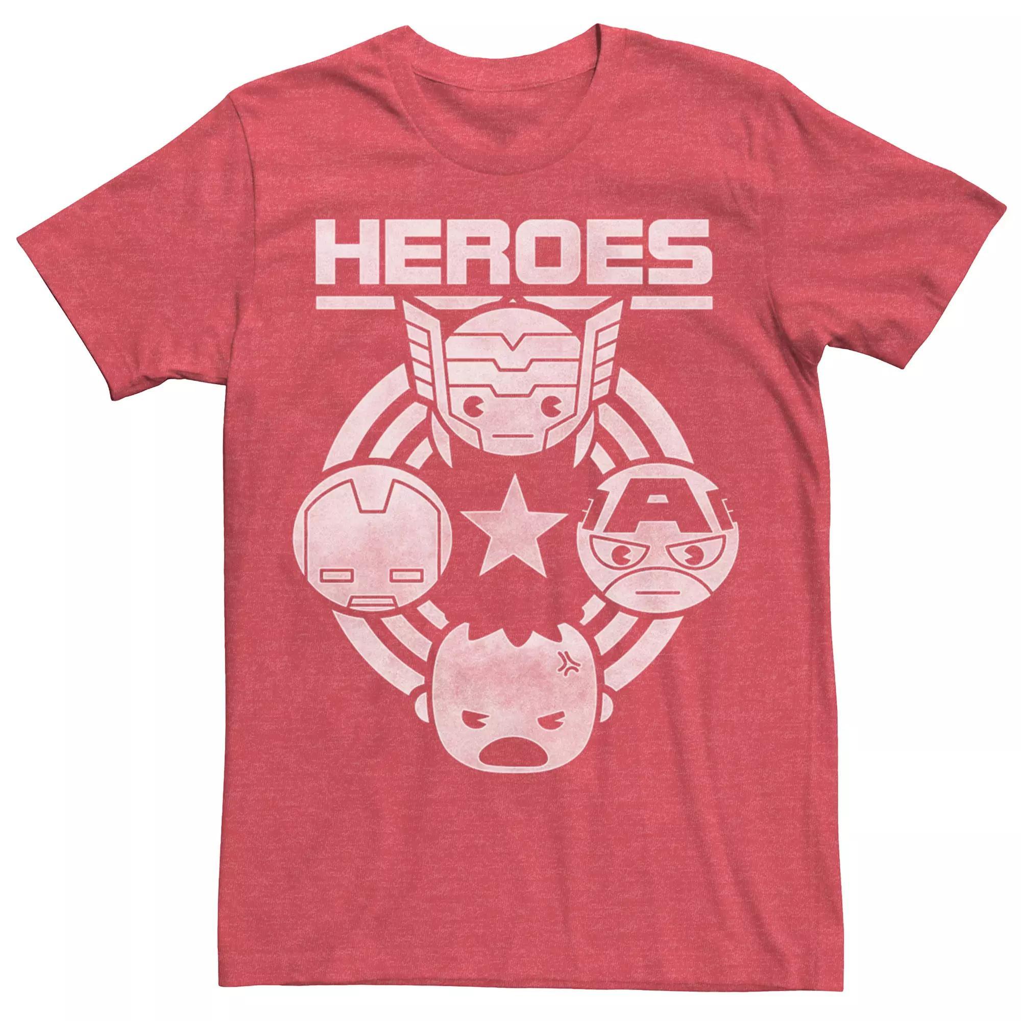 Men's Marvel Kawaii Art Collection Quad Icons Graphic Tee, Size: Small, Red Grey Product Image