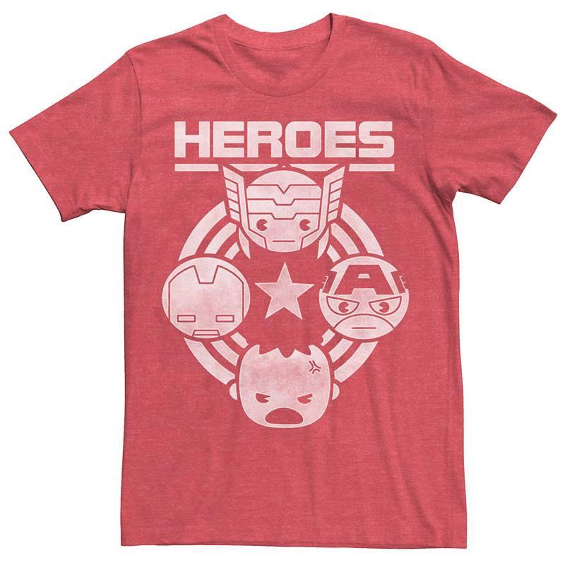 Men's Marvel Kawaii Art Collection Quad Icons Graphic Tee, Size: Small, Red Grey Product Image