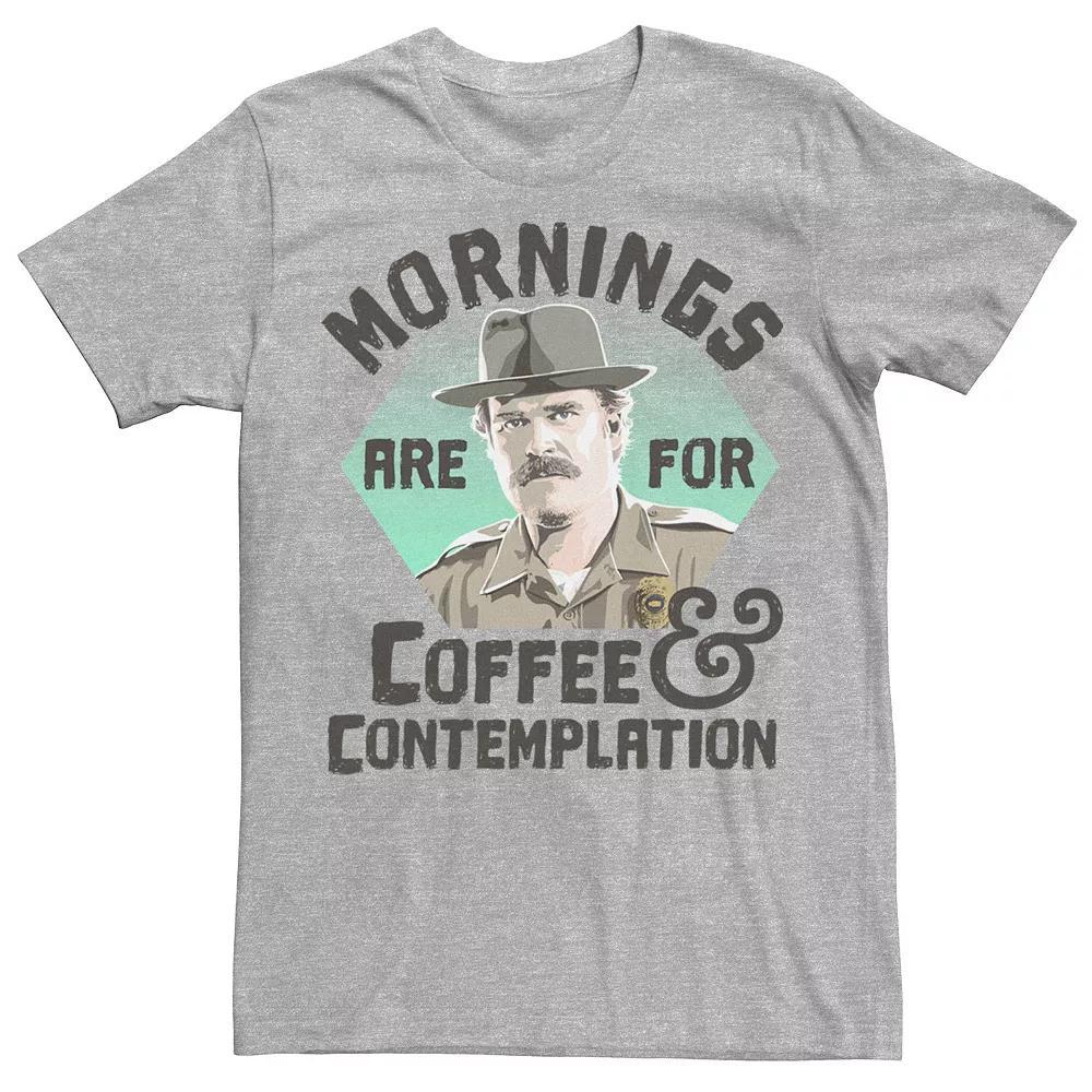 Men's Stranger Things Hopper Mornings Are For Coffee Contemplation Tee, Size: Small, Athletic Grey Product Image