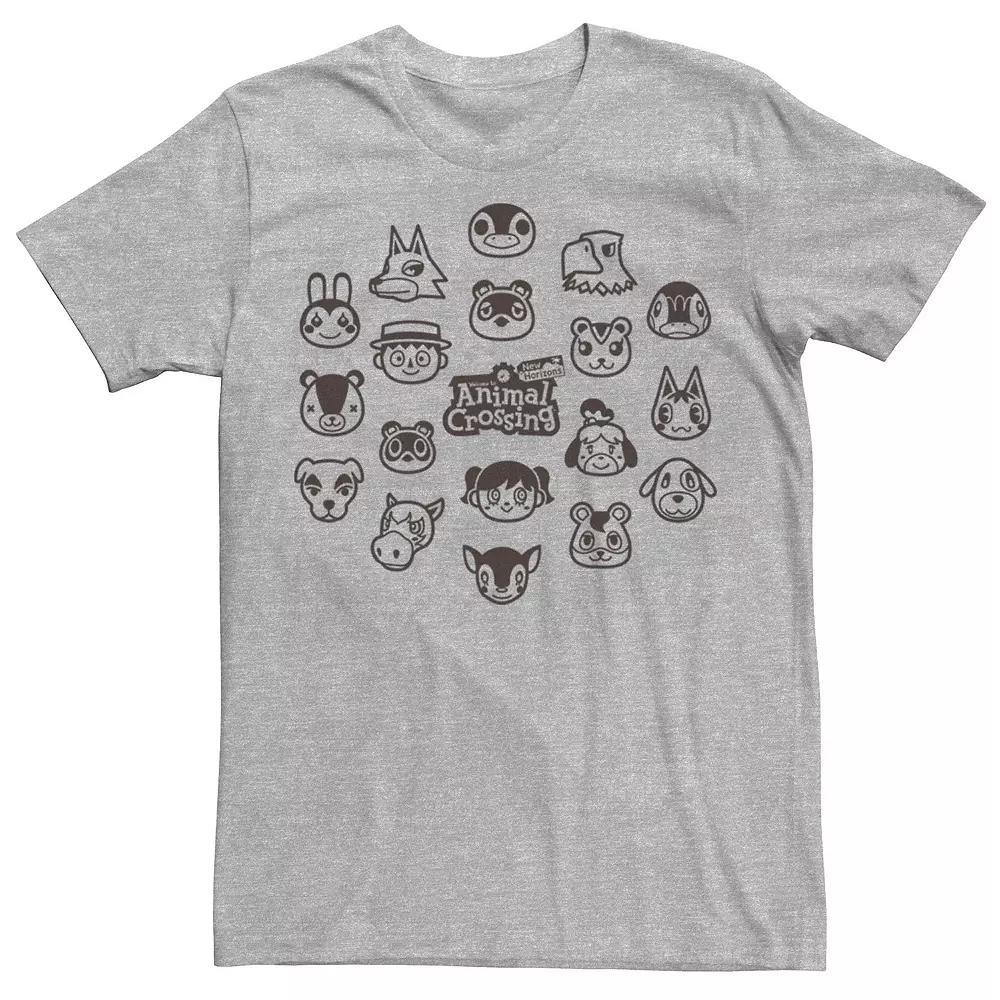 Men's Animal Crossing New Horizons Group Shot Villagers Tee, Size: XXL, Athletic Grey Product Image
