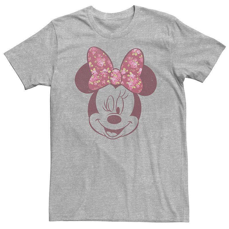 Big & Tall Disney Mickey & Friends Minnie Mouse Floral Bow Portrait Tee, Men's, Size: 3XL, Athletic Grey Product Image