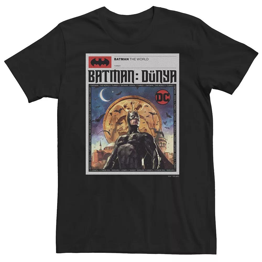 Big & Tall DC Comics Batman: The World Turkey News Poster Tee, Men's, Size: XL Tall, Black Product Image