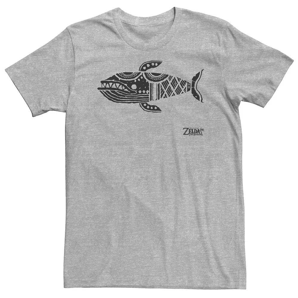 Big & Tall Nintendo Legend Of Zelda Links Awakening Whale Glyph Portrait Logo Tee, Men's, Size: 3XL Tall, Athletic Grey Product Image