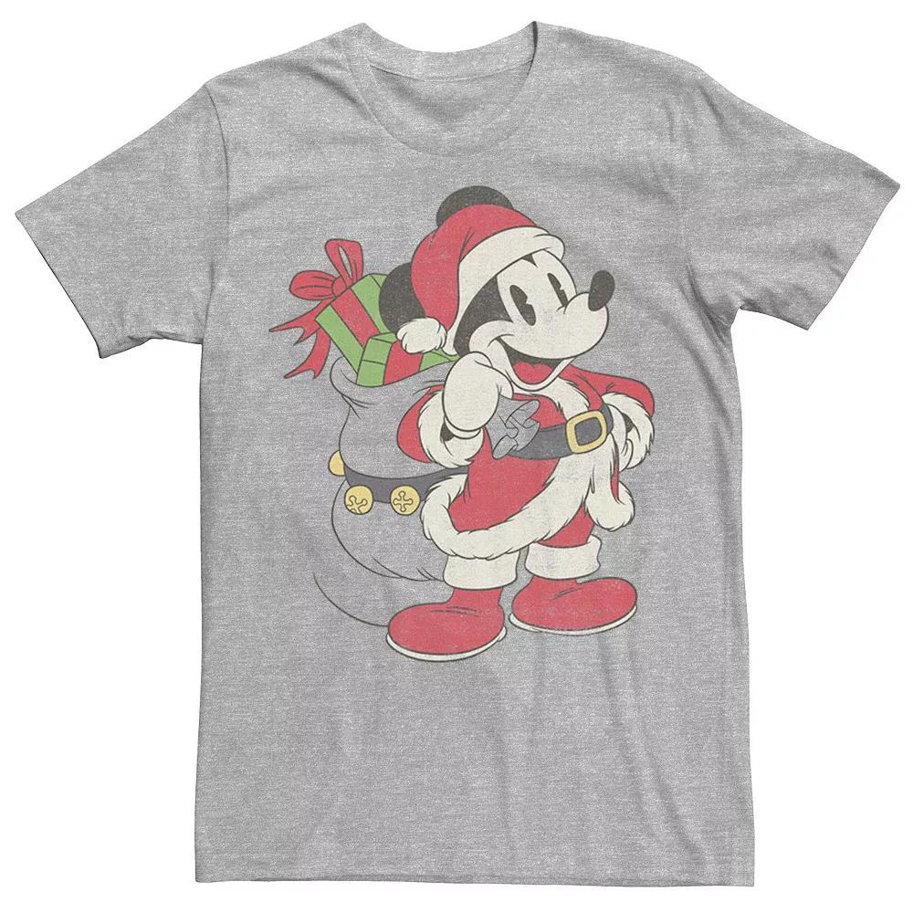 Disney's Mickey Mouse Men's Christmas Santa Claus Portrait Tee, Size: XXL, Athletic Grey Product Image