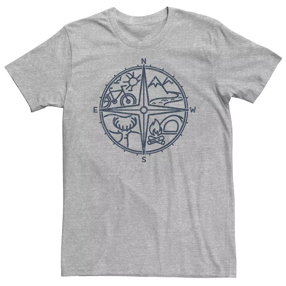 Big & Tall Outdoor Compass Line Art Graphic Tee, Men's, Size: XXL Tall, Athletic Grey Product Image