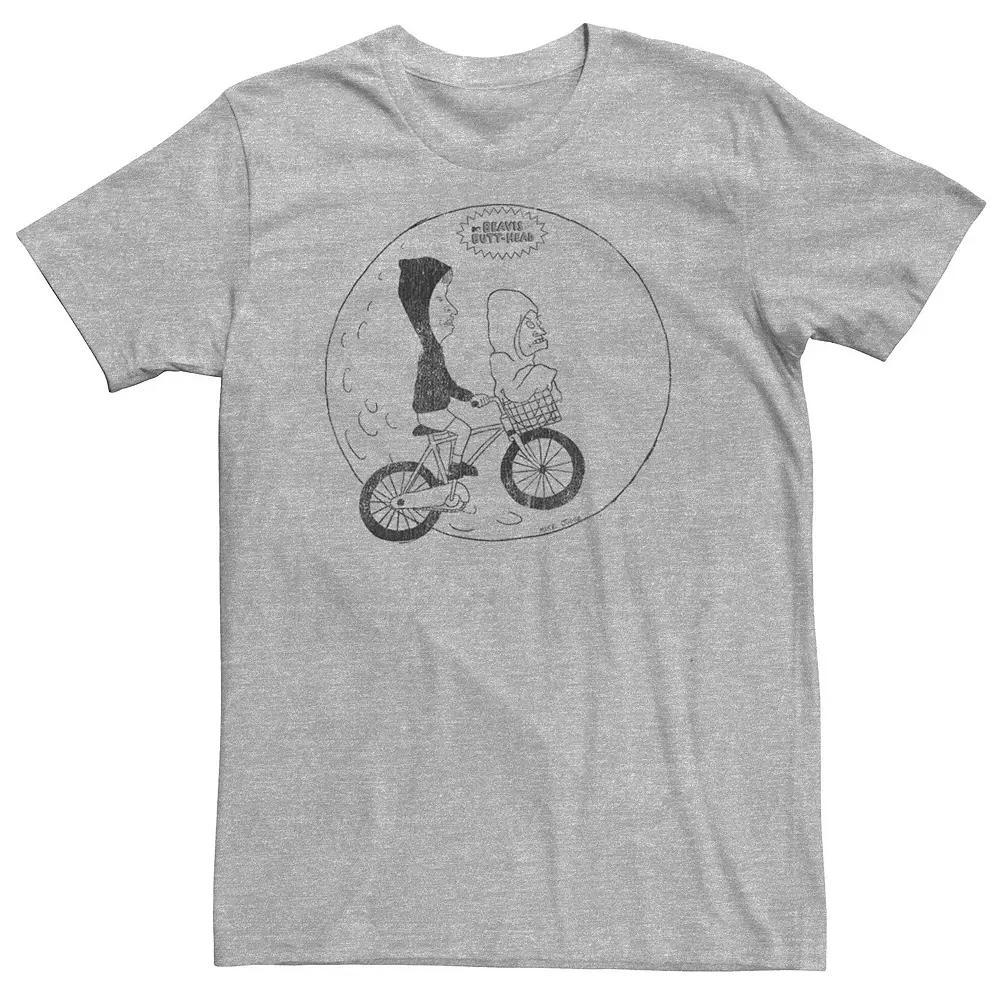 Men's Beavis And Butthead Moon Bike Ride Short Sleeve Tee, Size: Small, Athletic Grey Product Image