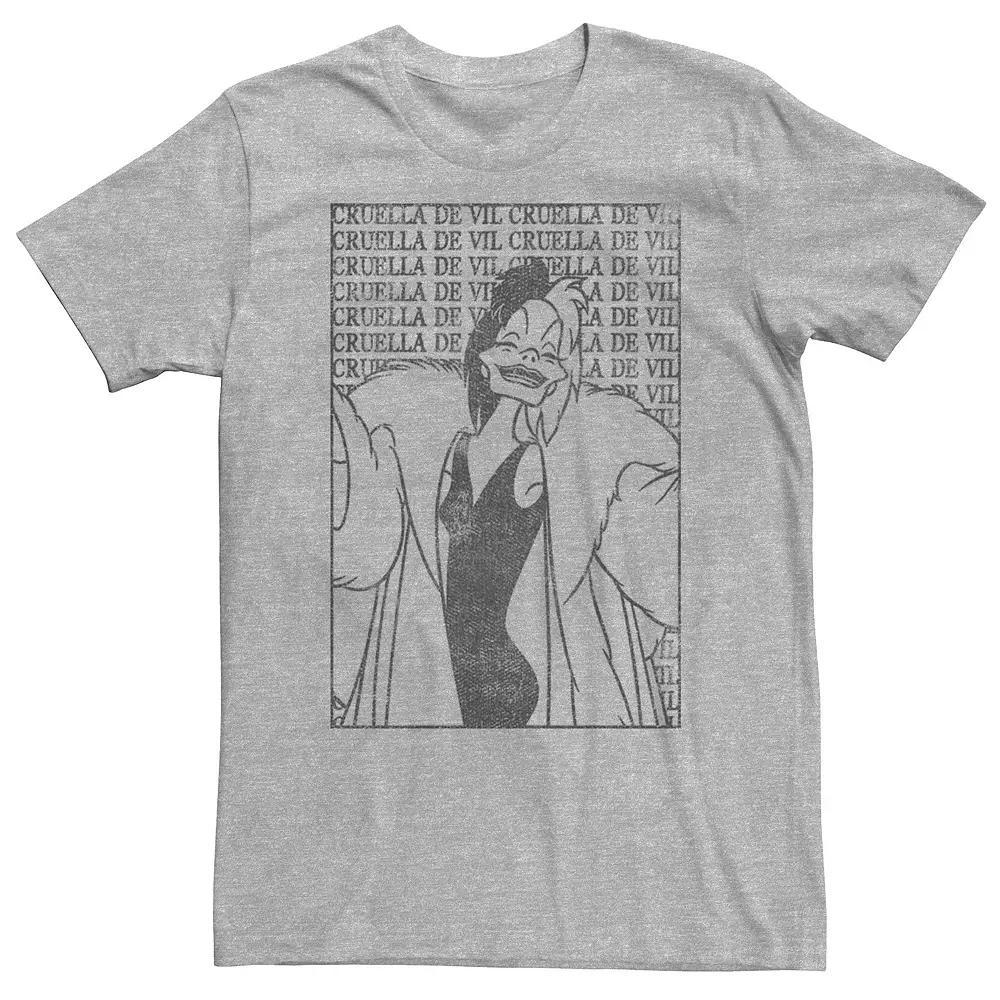 Big & Tall Disney Dalmatians Cruella Card Poster Tee, Men's, Size: XXL Tall, Athletic Grey Product Image