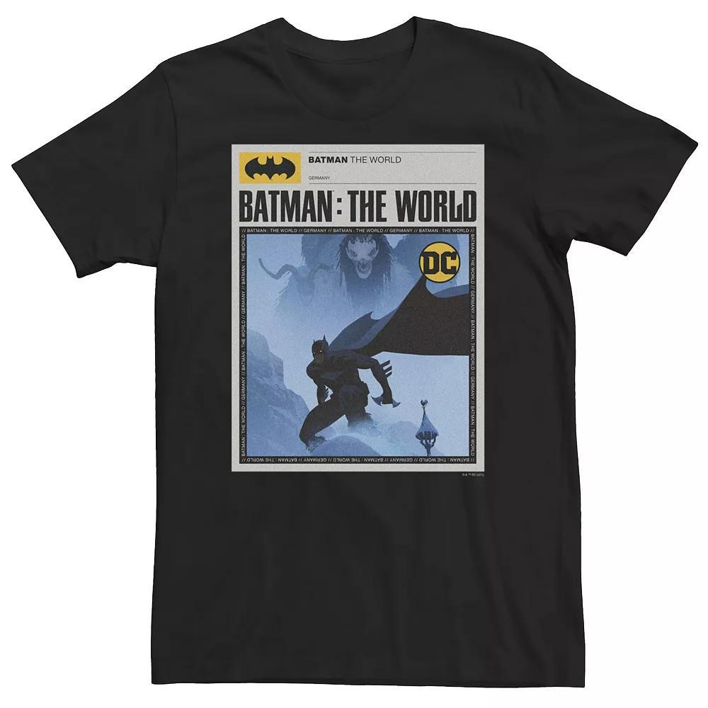 Big & Tall DC Comics Batman: The World Germany News Poster Tee, Men's, Size: 4XL, Black Product Image