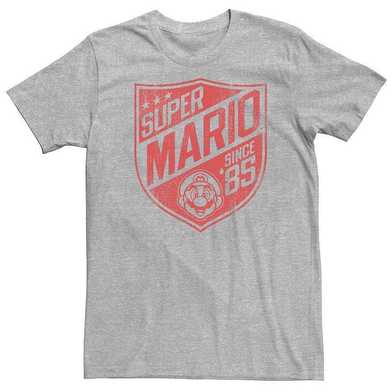 Men's Super Mario Bros 85 Badge Tee, Size: Small, Athletic Grey Product Image