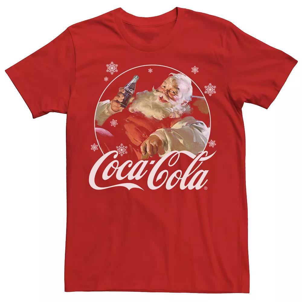 Men's Coca Cola Santa Retro Christmas Logo Tee, Size: Large, Red Grey Product Image