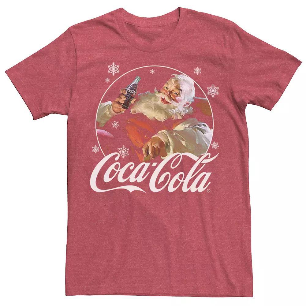 Men's Coca Cola Santa Retro Christmas Logo Tee, Size: Large, Red Grey Product Image