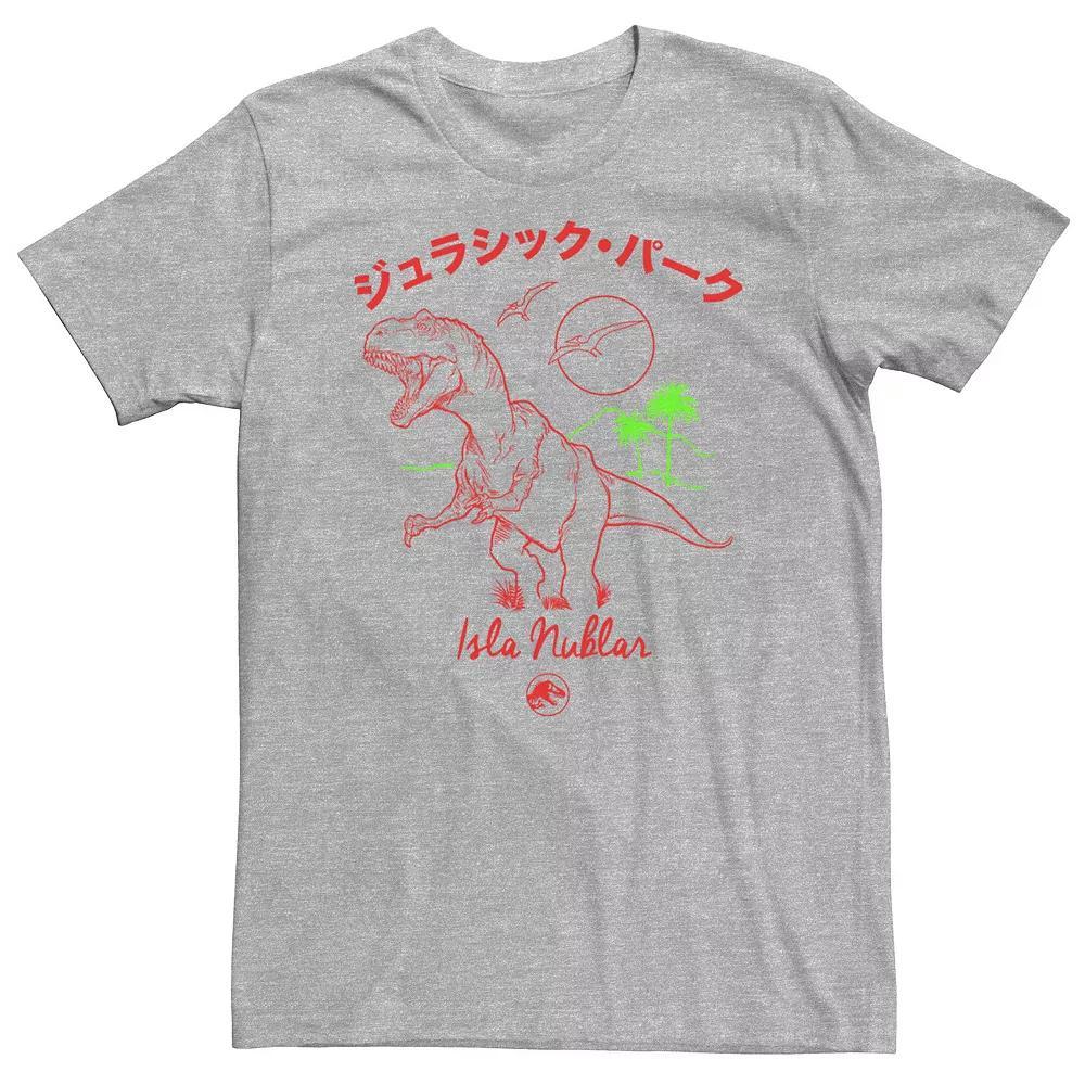Big & Tall Jurassic Park Isla Nublar Kanji Line Art Tee, Men's, Size: 4XL, Athletic Grey Product Image