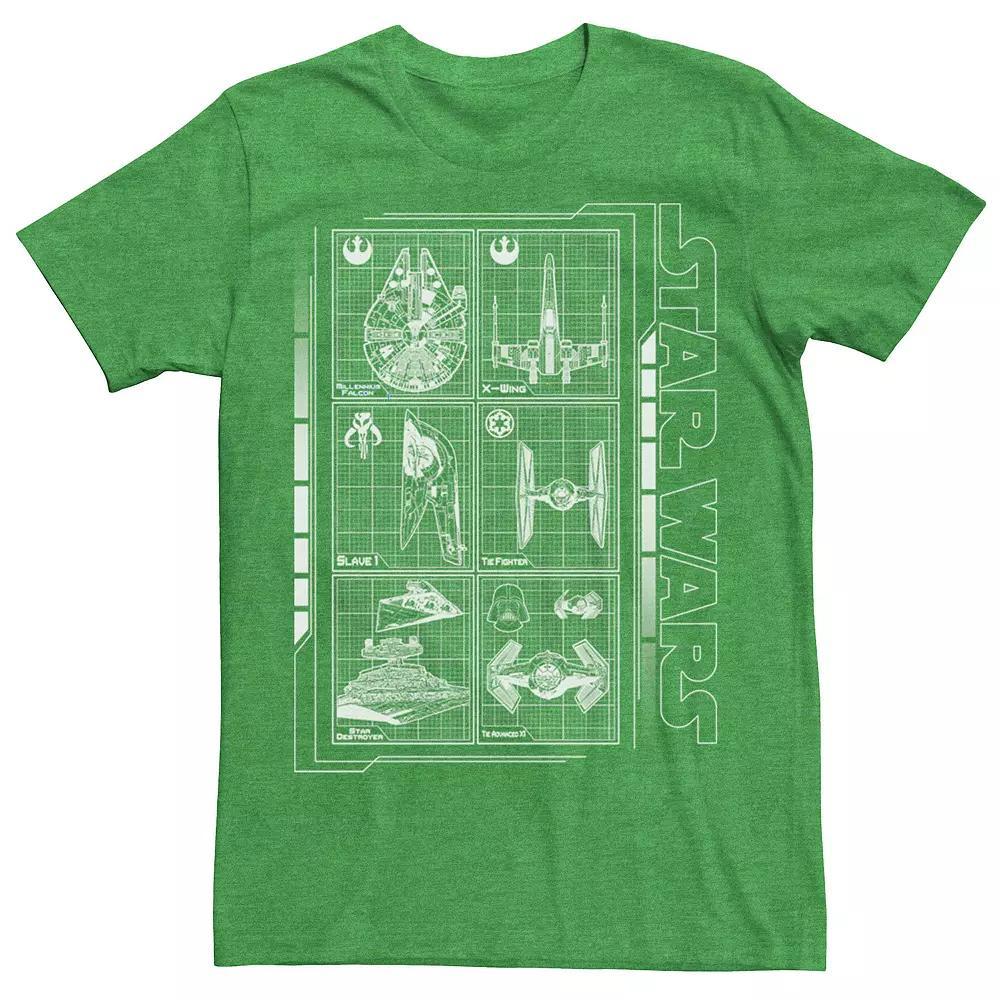 Men's Star Wars Battle Ships Schematic Tee, Size: 3XL, Kelly Product Image