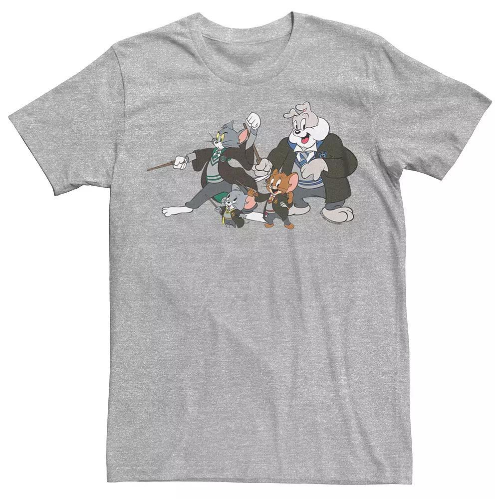 Men's Tom And Jerry In Harry Potter Uniforms Graphic Tee, Size: XL, Athletic Grey Product Image