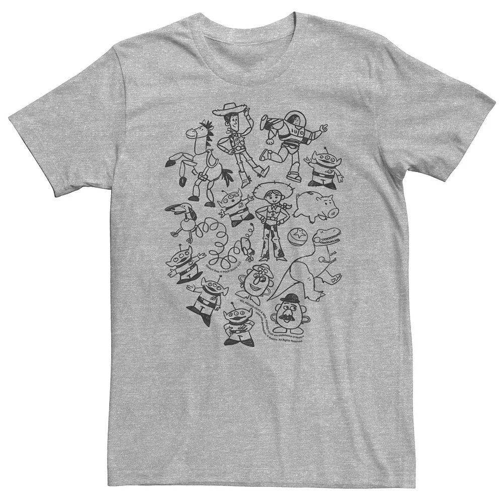 Big & Tall Disney / Pixar Toy Story Group Shot Doodles Tee, Men's, Size: 4XL Tall, Athletic Grey Product Image