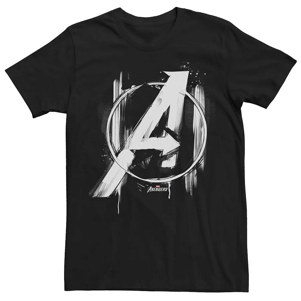 Men's Marvel Painted Avengers Symbol Tee, Size: Medium, Black Product Image