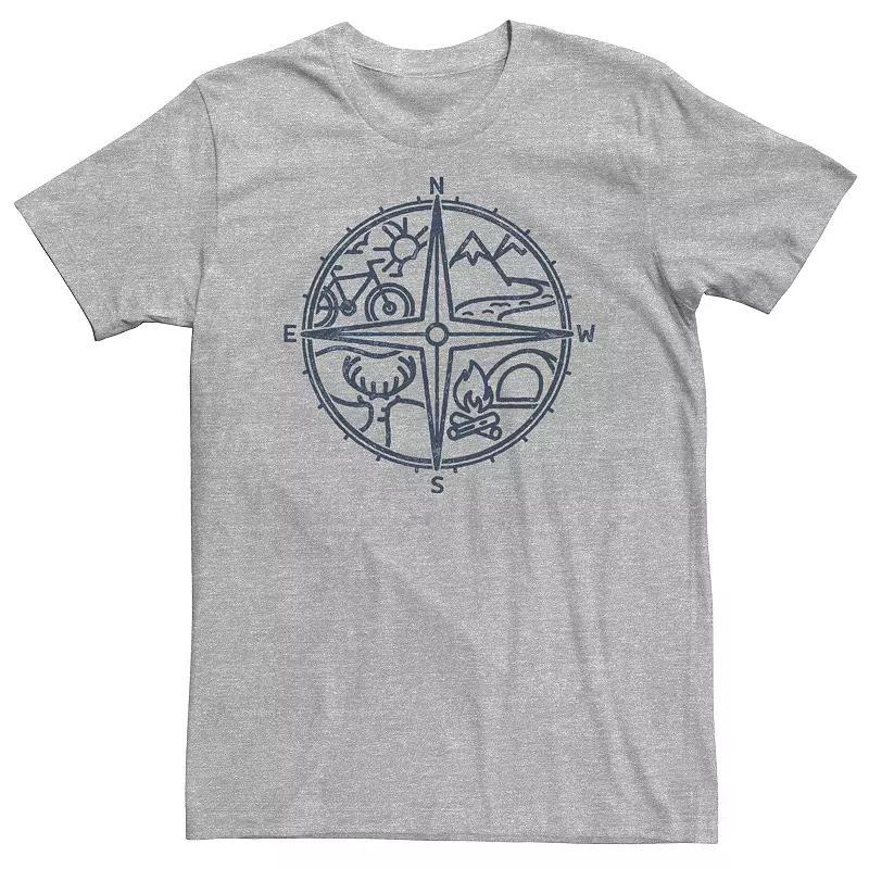 Big & Tall Outdoor Compass Line Art Graphic Tee, Men's, Size: XXL Tall, Athletic Grey Product Image