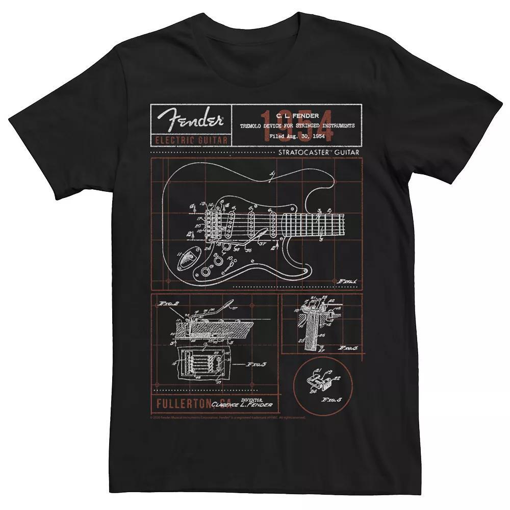 Men's Fender Electric Guitar Schematic Graphic Tee, Size: XXL, Black Product Image