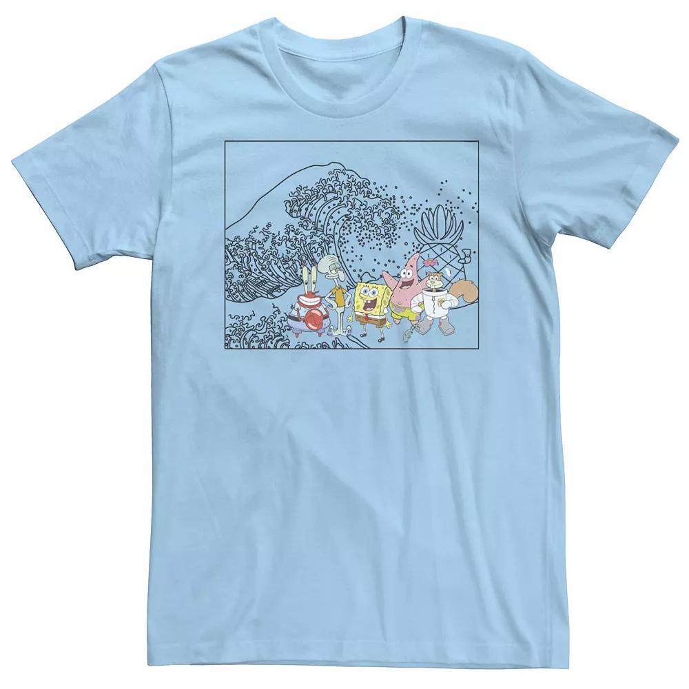 Men's Spongebob And Friends Tidal Wave Portrait Panel Tee, Size: Small, Light Blue Product Image