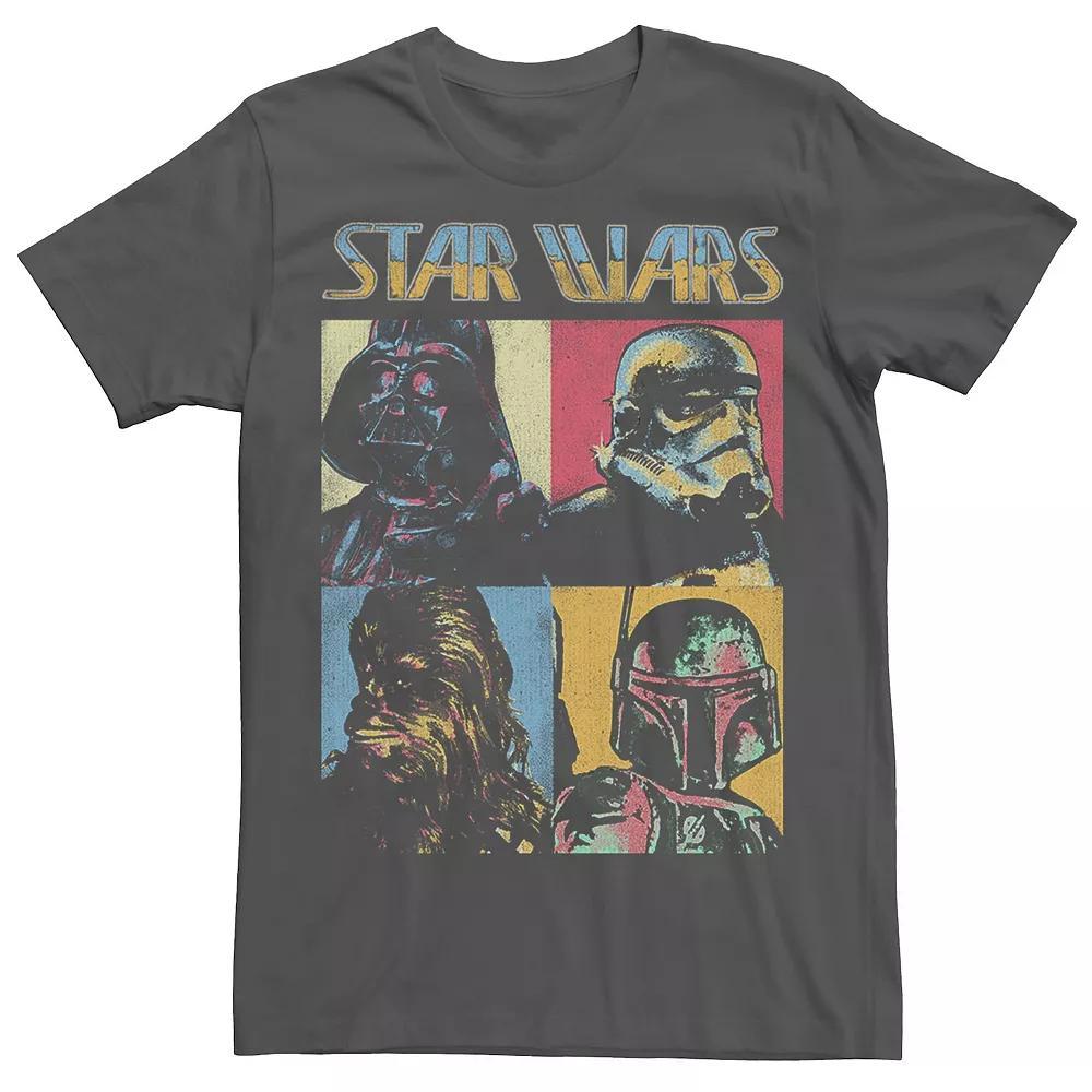 Mens Star Wars Group Shot Classic Portrait Panel Square Graphic Tee Grey Product Image