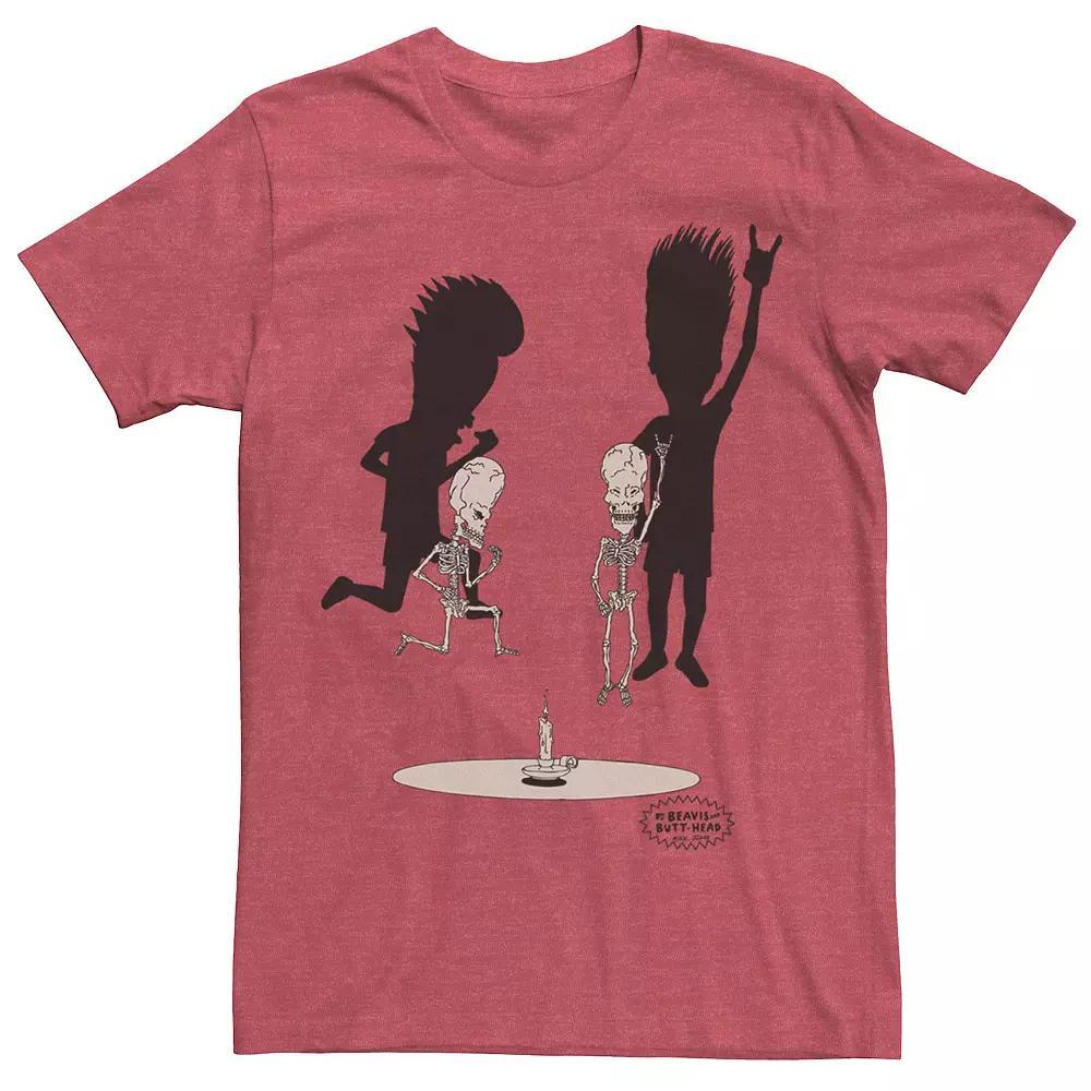 Men's Beavis and Butthead Skeletons Rocking Out Portrait Tee, Size: XXL, Red Grey Product Image