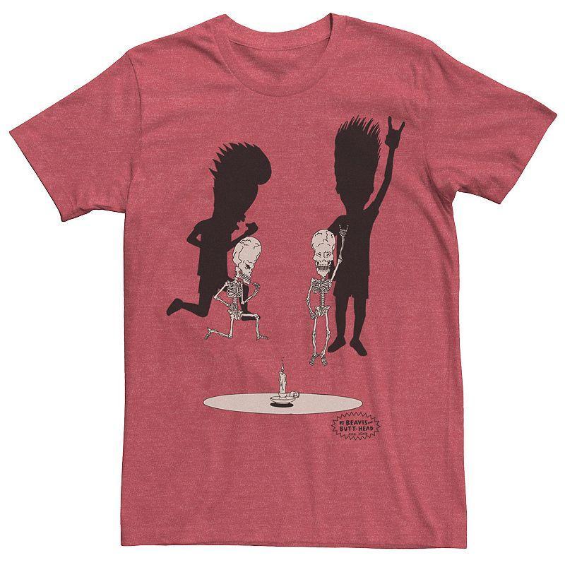 Men's Beavis and Butthead Skeletons Rocking Out Portrait Tee, Size: XXL, Red Grey Product Image