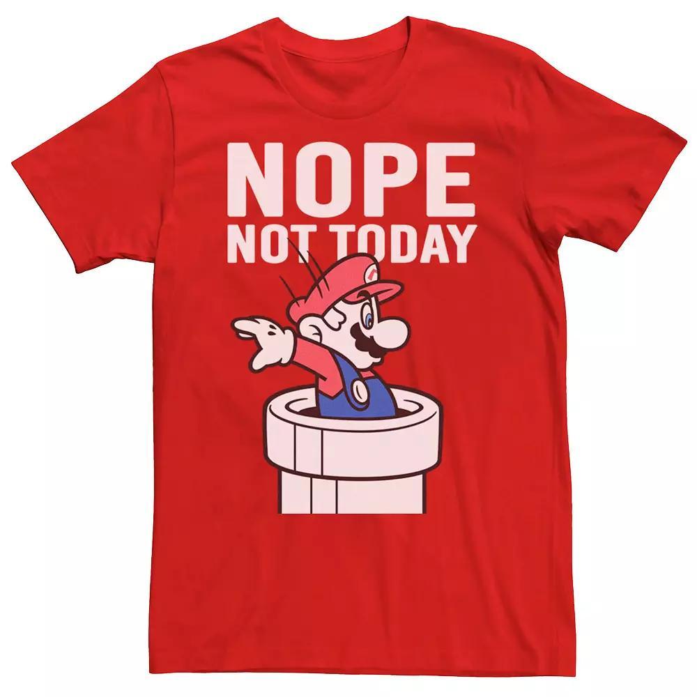 Men's Nintendo Super Mario Warp Pipe Nope Not Today Action Portrait Graphic Tee, Size: 3XL, Red Product Image