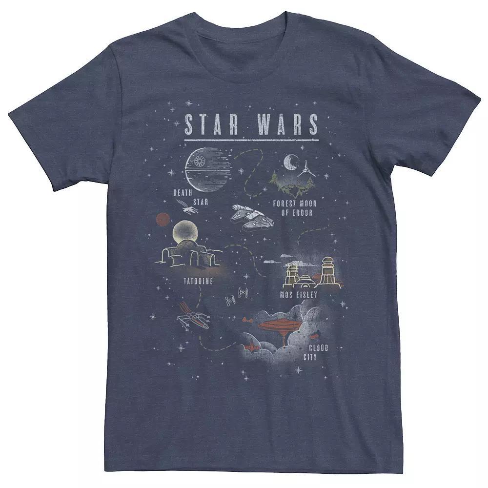 Men's Star Wars Map To The Galaxy Vintage Graphic Tee, Size: Medium, Navy Grey Product Image